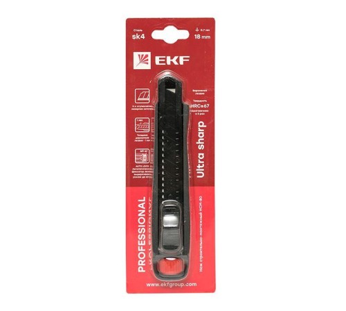 Нож строительно-монтажный 18мм НСМ-80 (SK4) Heavy Duty (до 60кг) Professional EKF ncm-80-pro Нож строительно-монтажный 18мм НСМ-80 (SK4) Heavy Duty (до 60кг) Professional EKF ncm-80-pro
